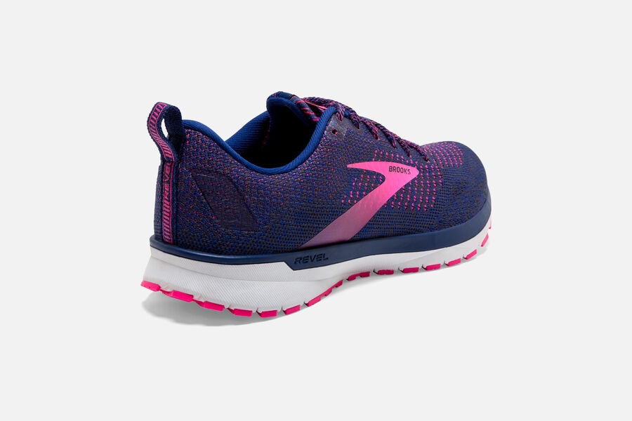 Brooks Running Shoes Womens Blue/Pink - Revel 4 Road - 0189-YXQSN